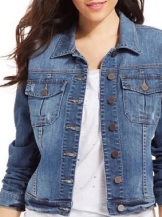 Kut From The Kloth Classic Washed Blue Denim Jacket Size L - Picture 7 of 10